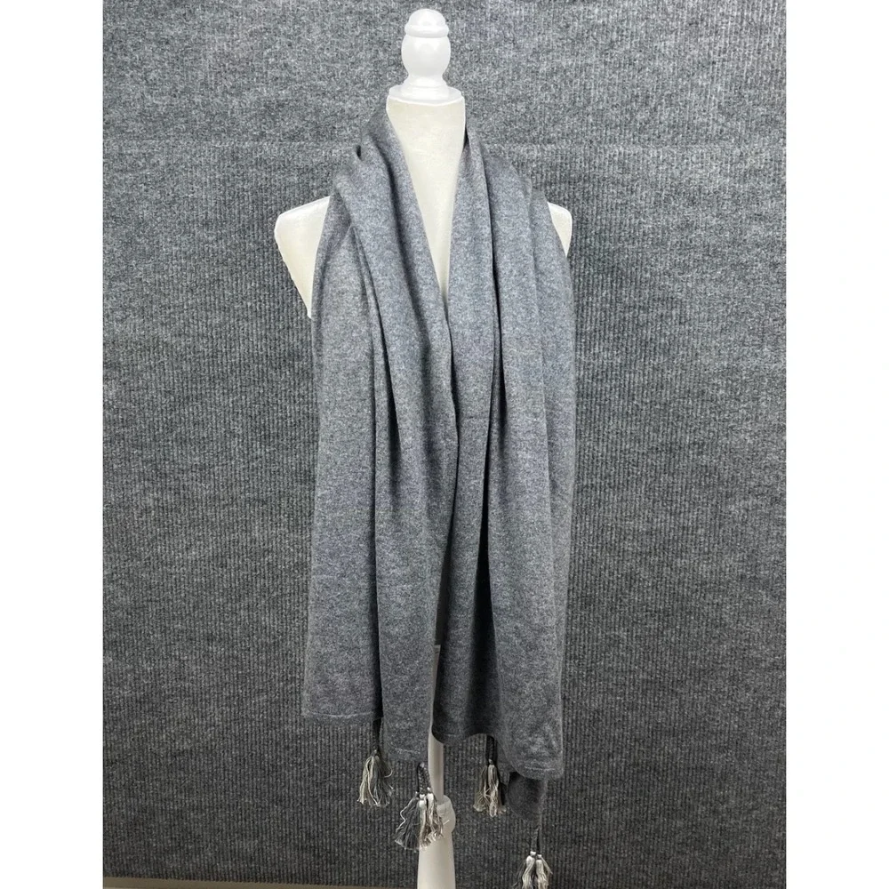 Johnny Was Cashmere Wrap Womens Gray Scarf Tassel Boho Shawl Oversized Cozy